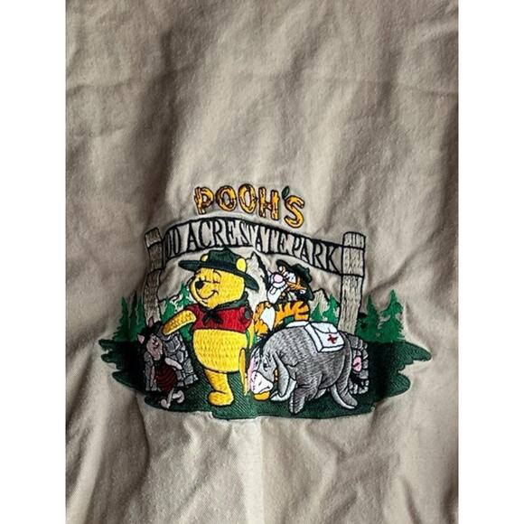 VTG 90s Mickey Inc Kids size L 8/10 Winnie Pooh Khaki Flannel Button Up Jacket - Picture 4 of 14